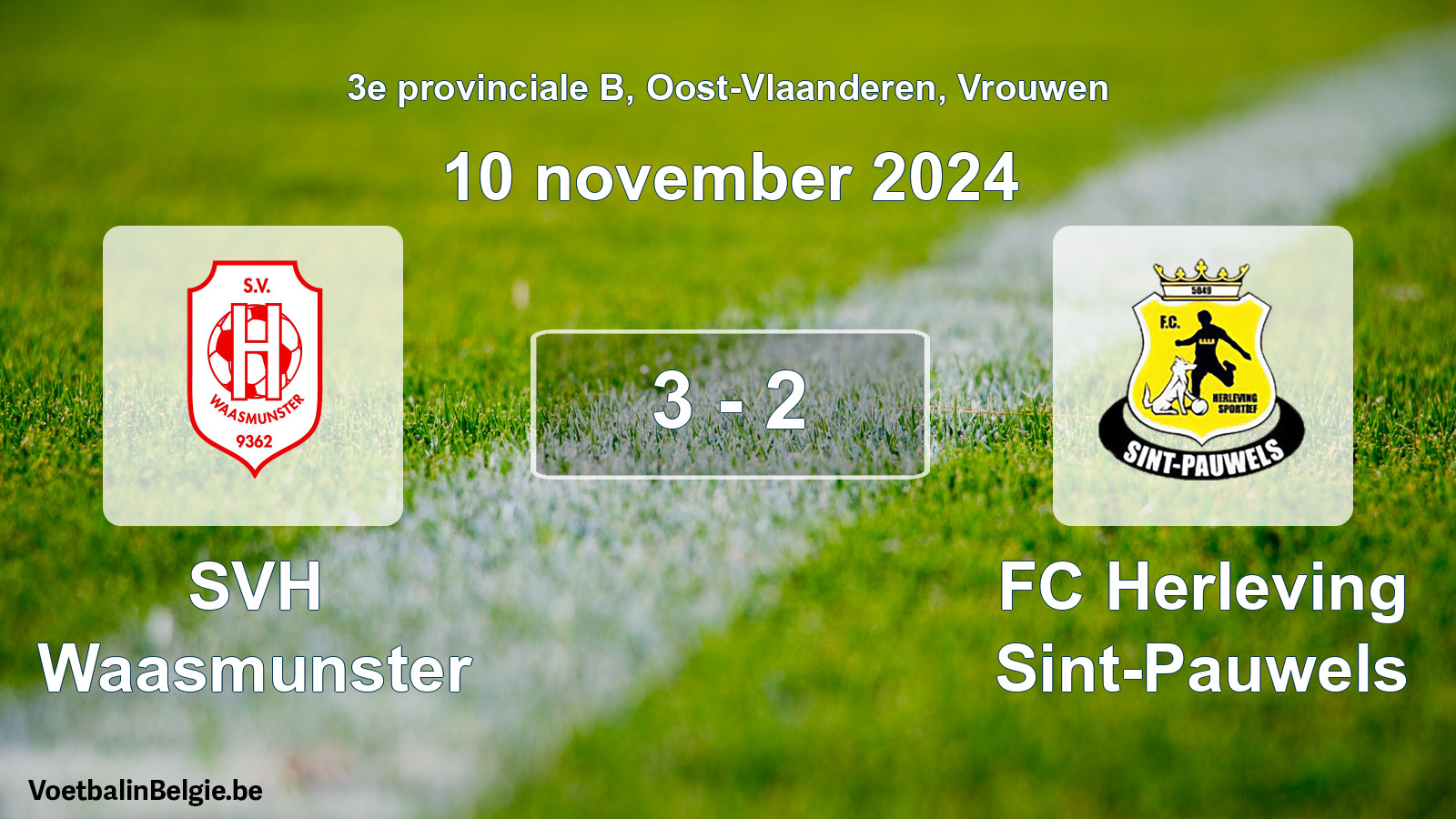 Gespeelde wedstrijd vrouwenvoetbal: SVH Waasmunster - FC Herleving Sint-Pauwels 3 - 2 (10 november 2024)