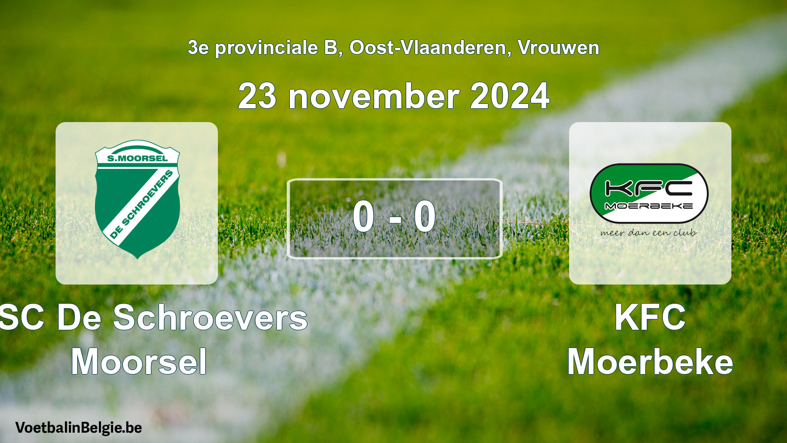Gespeelde wedstrijd vrouwenvoetbal: KSC De Schroevers Moorsel - KFC Moerbeke 0 - 0 (23 november 2024)