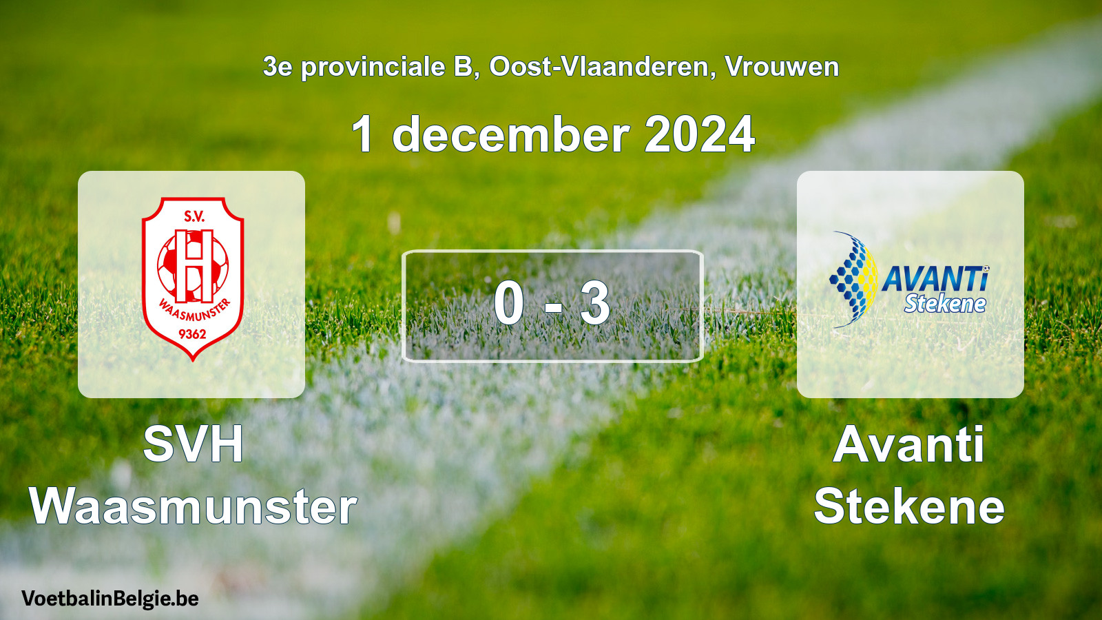 Gespeelde wedstrijd vrouwenvoetbal: SVH Waasmunster - Avanti Stekene 0 - 3 (1 december 2024)