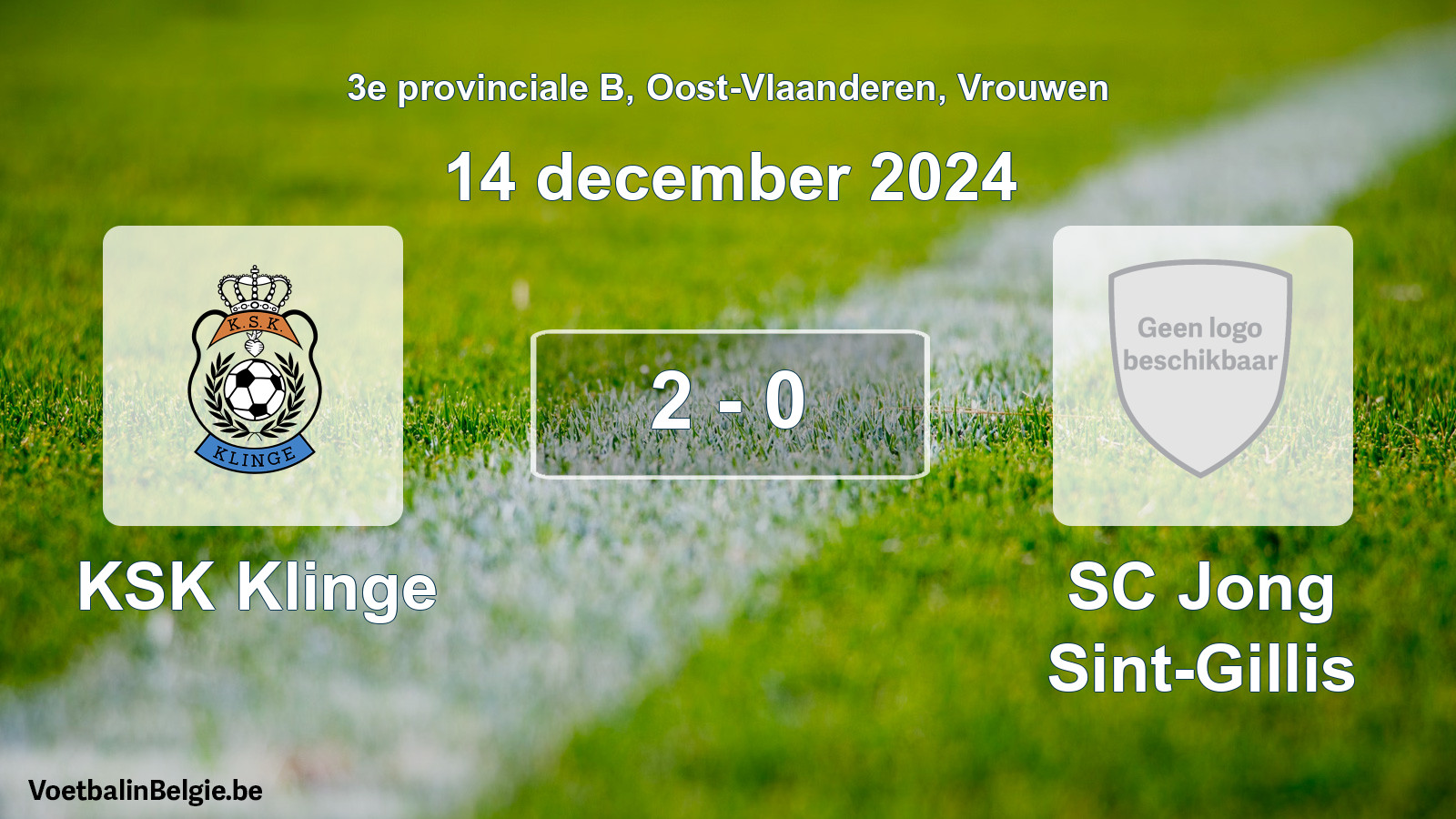 Gespeelde wedstrijd vrouwenvoetbal: KSK Klinge - SC Jong Sint-Gillis 2 - 0 (14 december 2024)