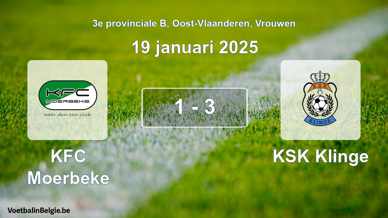 Gespeelde wedstrijd vrouwenvoetbal: KFC Moerbeke - KSK Klinge 1 - 3 (19 januari 2025)