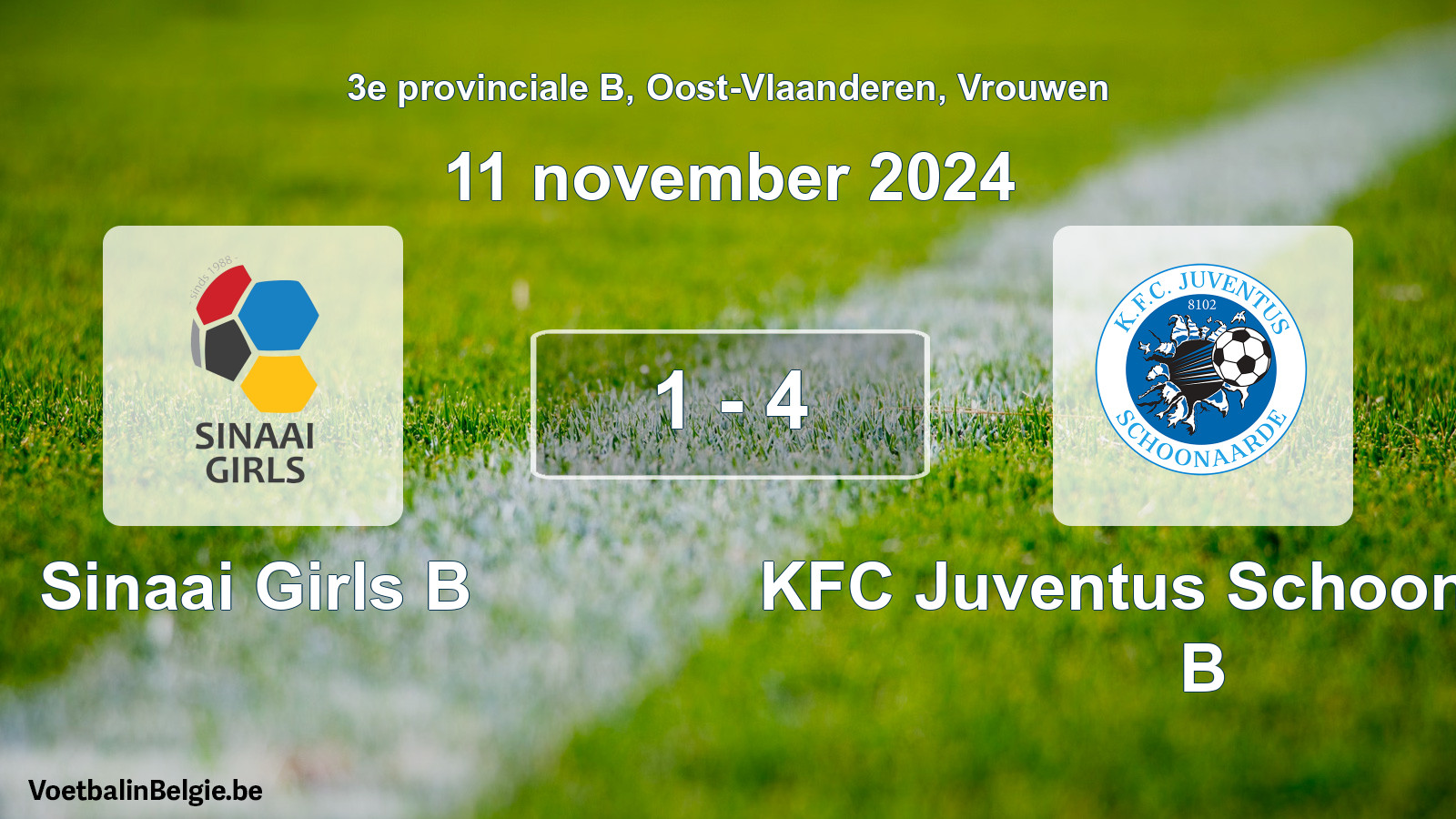Gespieltes Spiel frauen-Fußball: Sinaai Girls B - KFC Juventus Schoonaarde B 1 - 4 (11 November 2024)