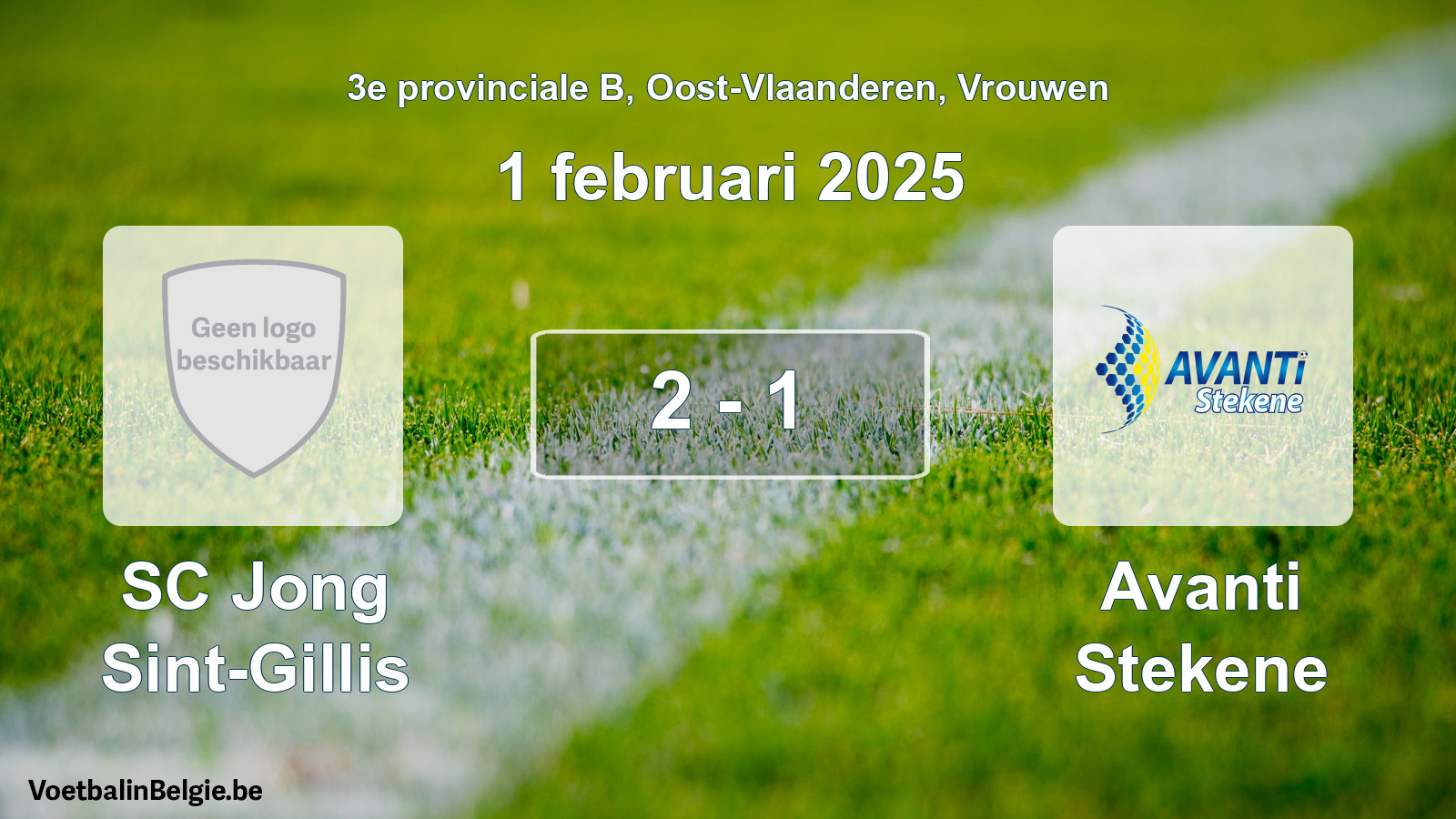 Gespeelde wedstrijd vrouwenvoetbal: SC Jong Sint-Gillis - Avanti Stekene 2 - 1 (1 februari 2025)