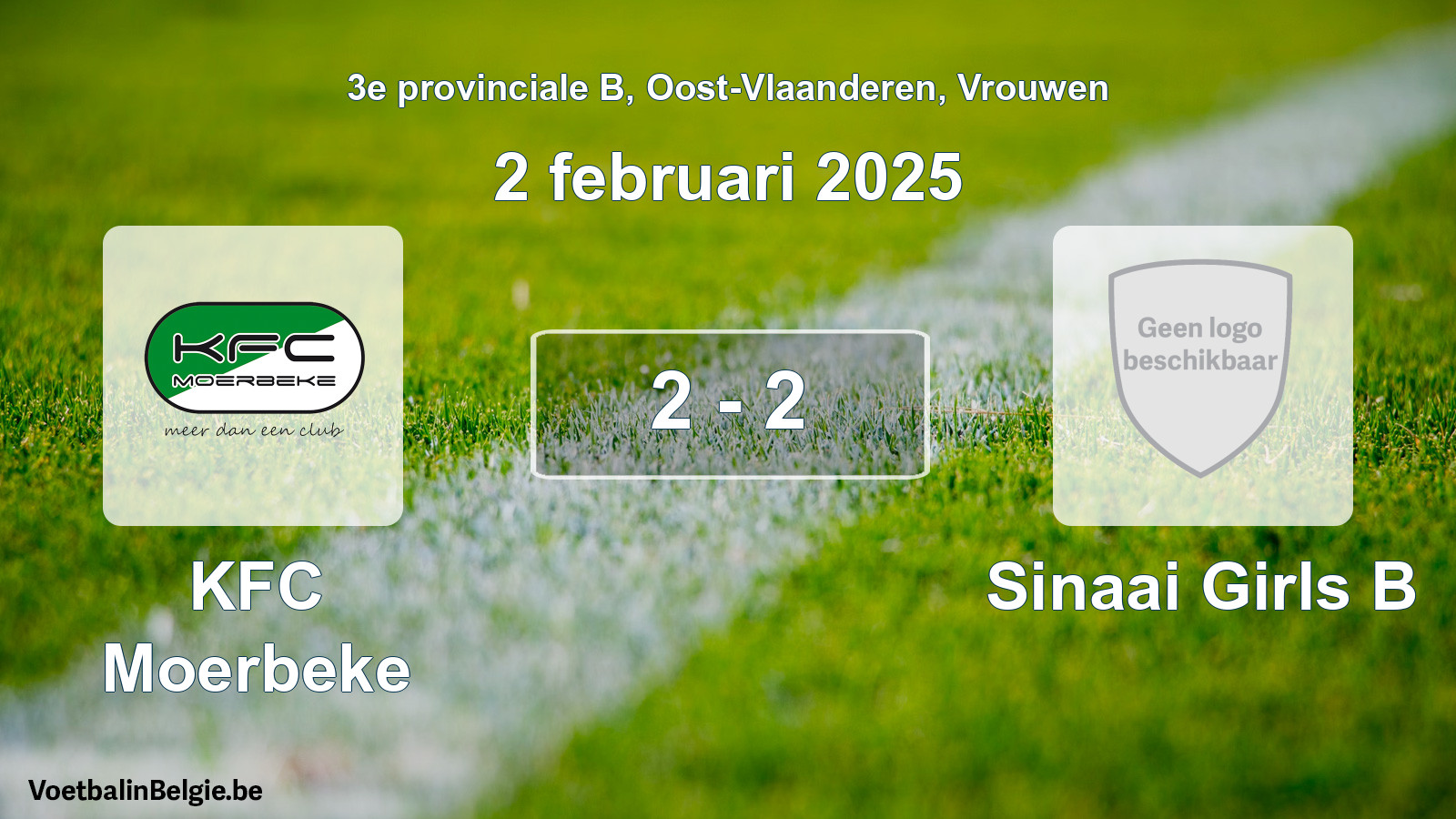 Gespeelde wedstrijd vrouwenvoetbal: KFC Moerbeke - Sinaai Girls B 2 - 2 (2 februari 2025)
