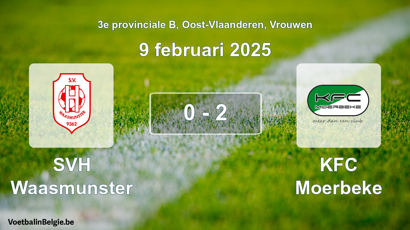 Gespeelde wedstrijd vrouwenvoetbal: SVH Waasmunster - KFC Moerbeke 0 - 2 (9 februari 2025)