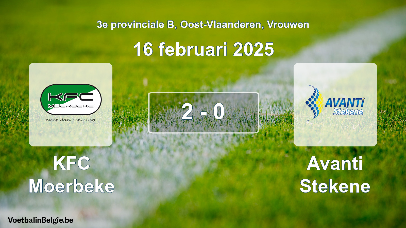 Gespeelde wedstrijd vrouwenvoetbal: KFC Moerbeke - Avanti Stekene 2 - 0 (16 februari 2025)