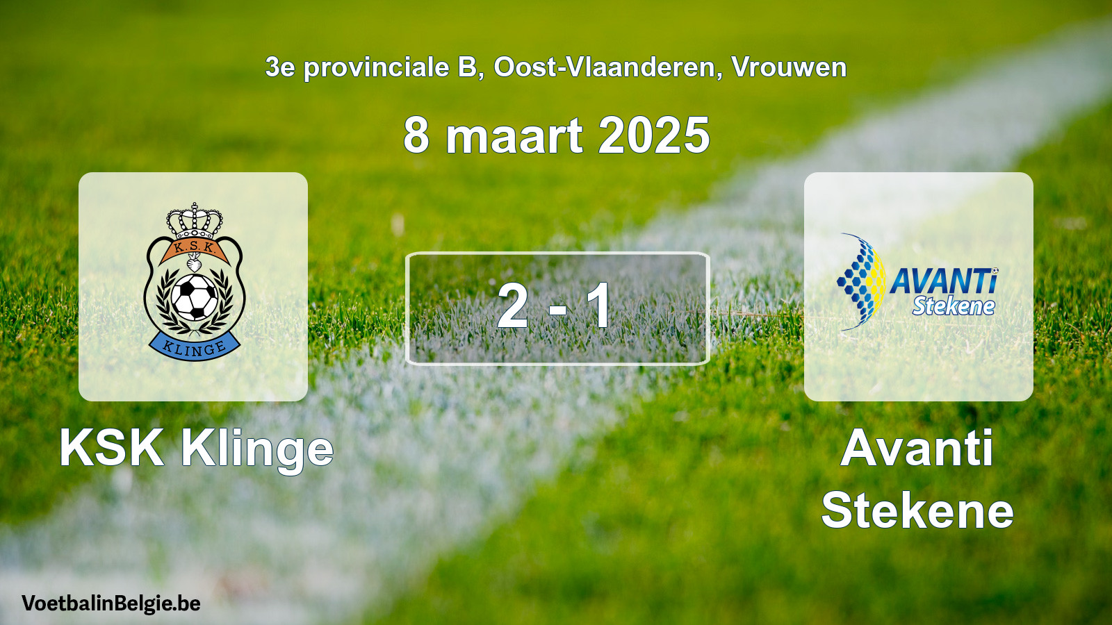 Gespeelde wedstrijd vrouwenvoetbal: KSK Klinge - Avanti Stekene 2 - 1 (8 maart 2025)