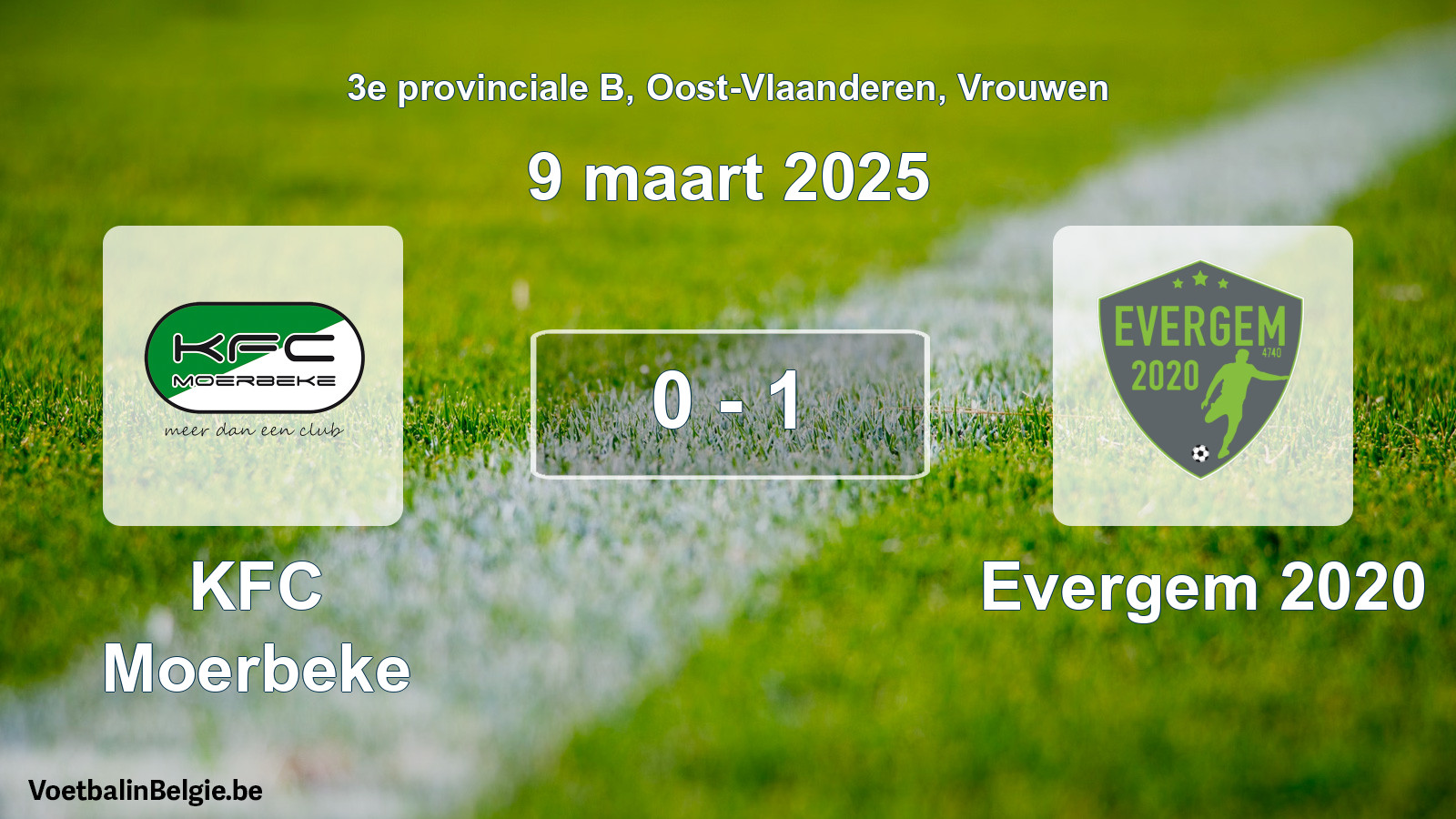 Gespeelde wedstrijd vrouwenvoetbal: KFC Moerbeke - Evergem 2020 0 - 1 (9 maart 2025)