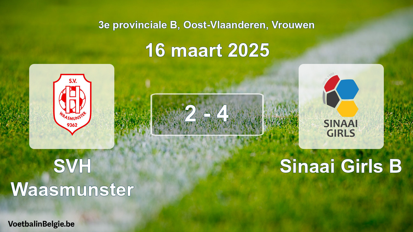 Gespieltes Spiel frauen-Fußball: SVH Waasmunster - Sinaai Girls B 2 - 4 (16 März 2025)