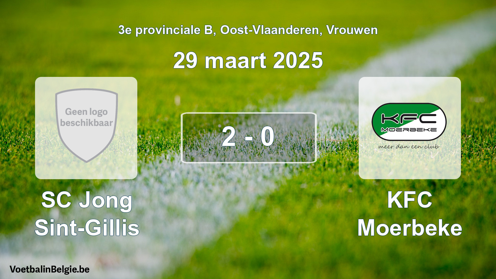 Gespeelde wedstrijd vrouwenvoetbal: SC Jong Sint-Gillis - KFC Moerbeke 2 - 0 (29 maart 2025)