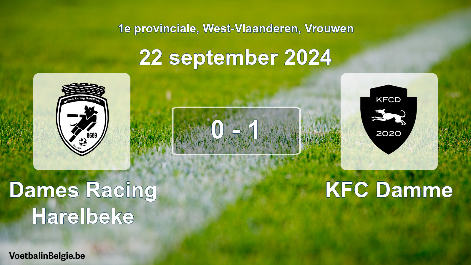 Gespeelde wedstrijd vrouwenvoetbal: Dames Racing Harelbeke - KFC Damme 0 - 1 (22 september 2024)