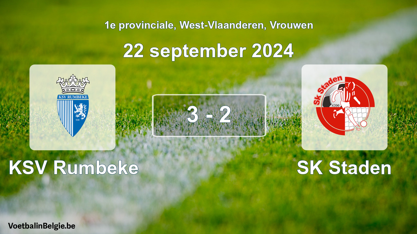 Gespeelde wedstrijd vrouwenvoetbal: KSV Rumbeke - SK Staden 3 - 2 (22 september 2024)