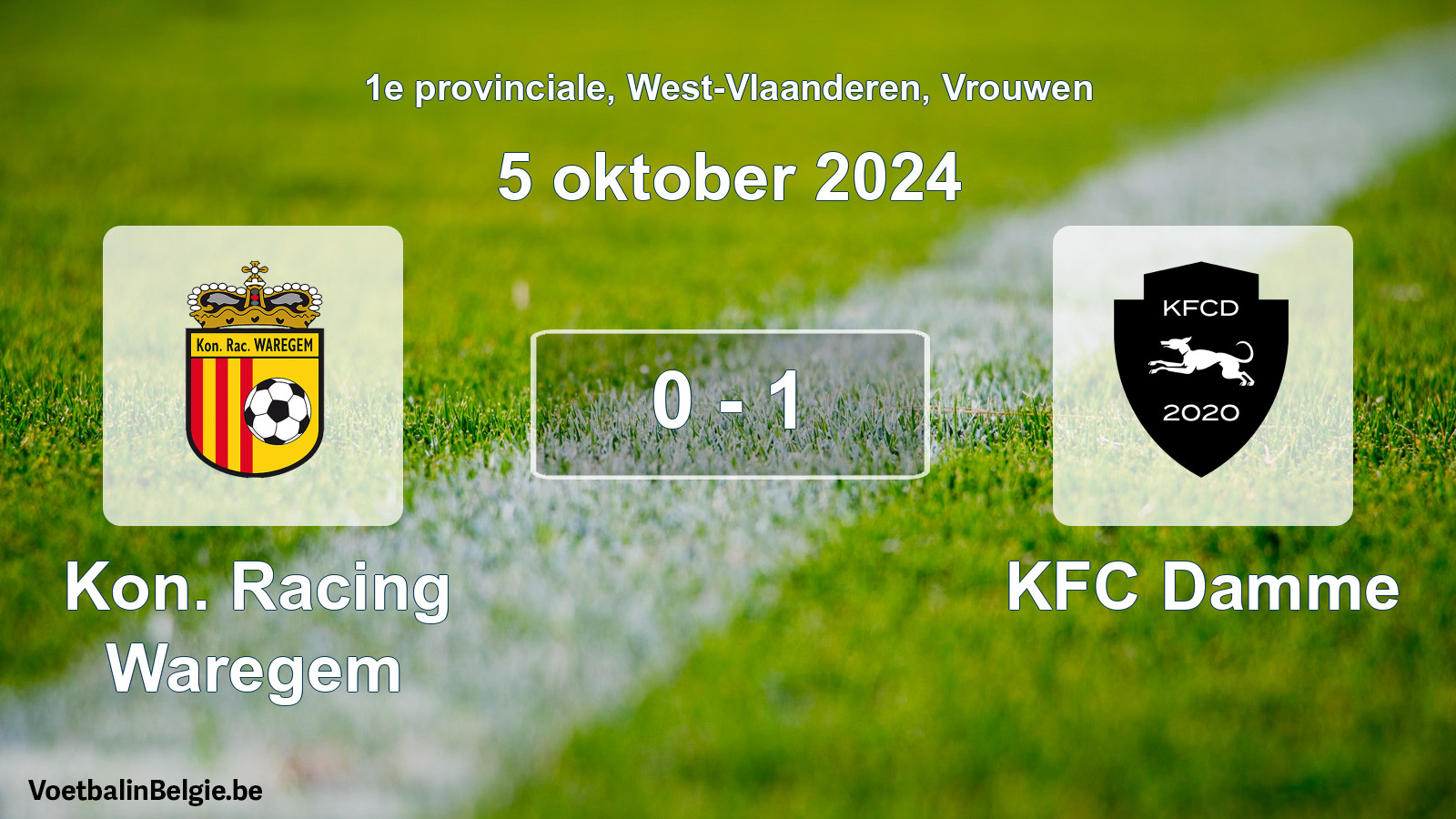 Played match women football: Kon. Racing Waregem - KFC Damme 0 - 1 (5 October 2024)