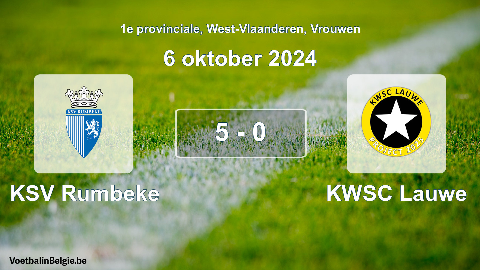 Gespeelde wedstrijd vrouwenvoetbal: KSV Rumbeke - KWSC Lauwe 5 - 0 (6 oktober 2024)