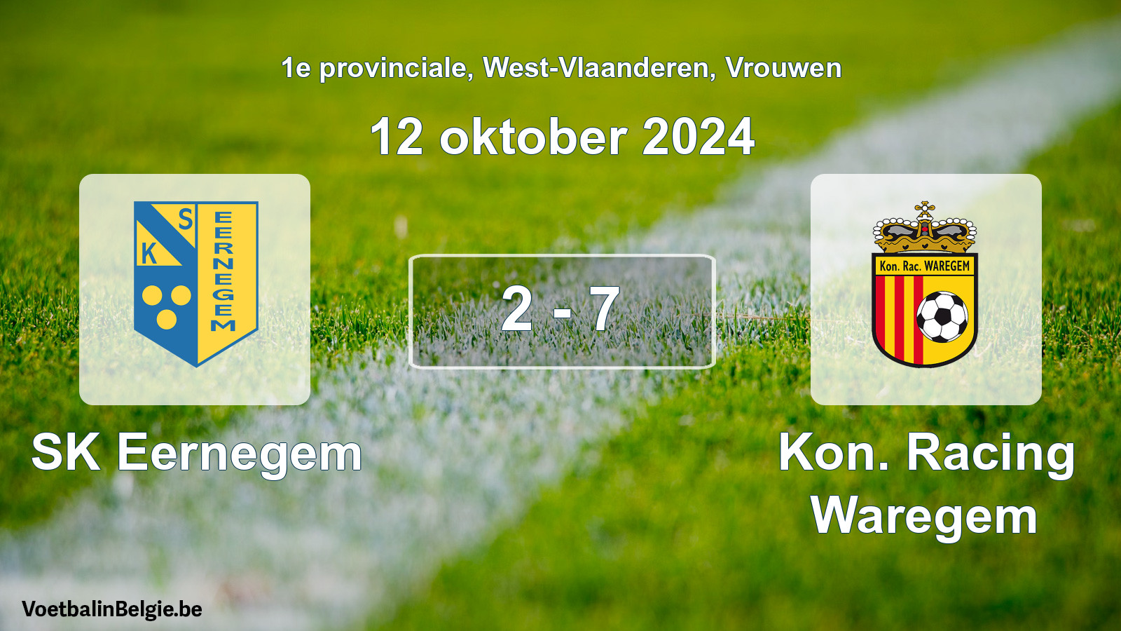 Gespeelde wedstrijd vrouwenvoetbal: SK Eernegem - Kon. Racing Waregem 2 - 7 (12 oktober 2024)
