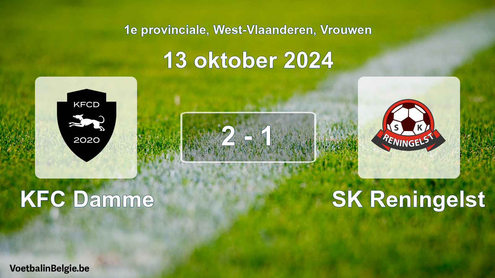 Gespeelde wedstrijd vrouwenvoetbal: KFC Damme - SK Reningelst 2 - 1 (13 oktober 2024)