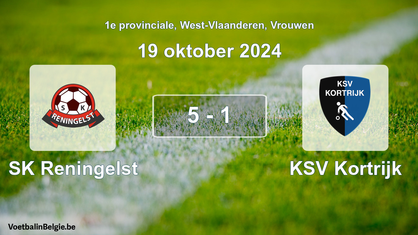 Gespeelde wedstrijd vrouwenvoetbal: SK Reningelst - KSV Kortrijk 5 - 1 (19 oktober 2024)