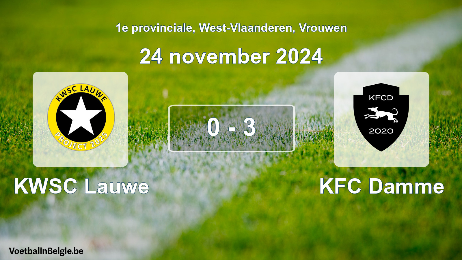 Played match women football: KWSC Lauwe - KFC Damme 0 - 3 (24 November 2024)