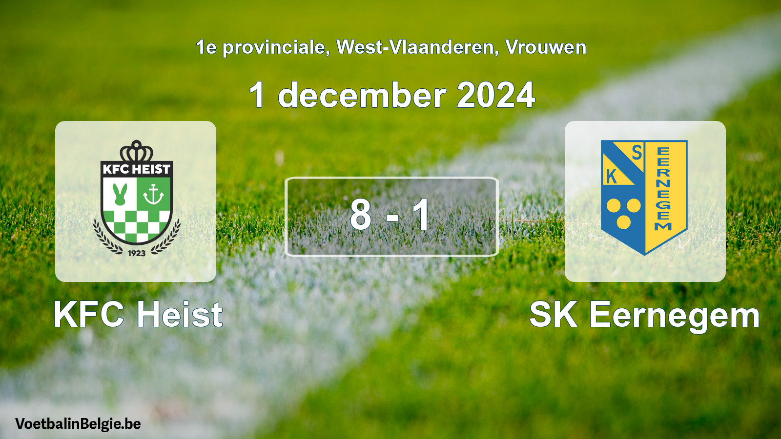 Played match women football: KFC Heist - SK Eernegem 8 - 1 (1 December 2024)