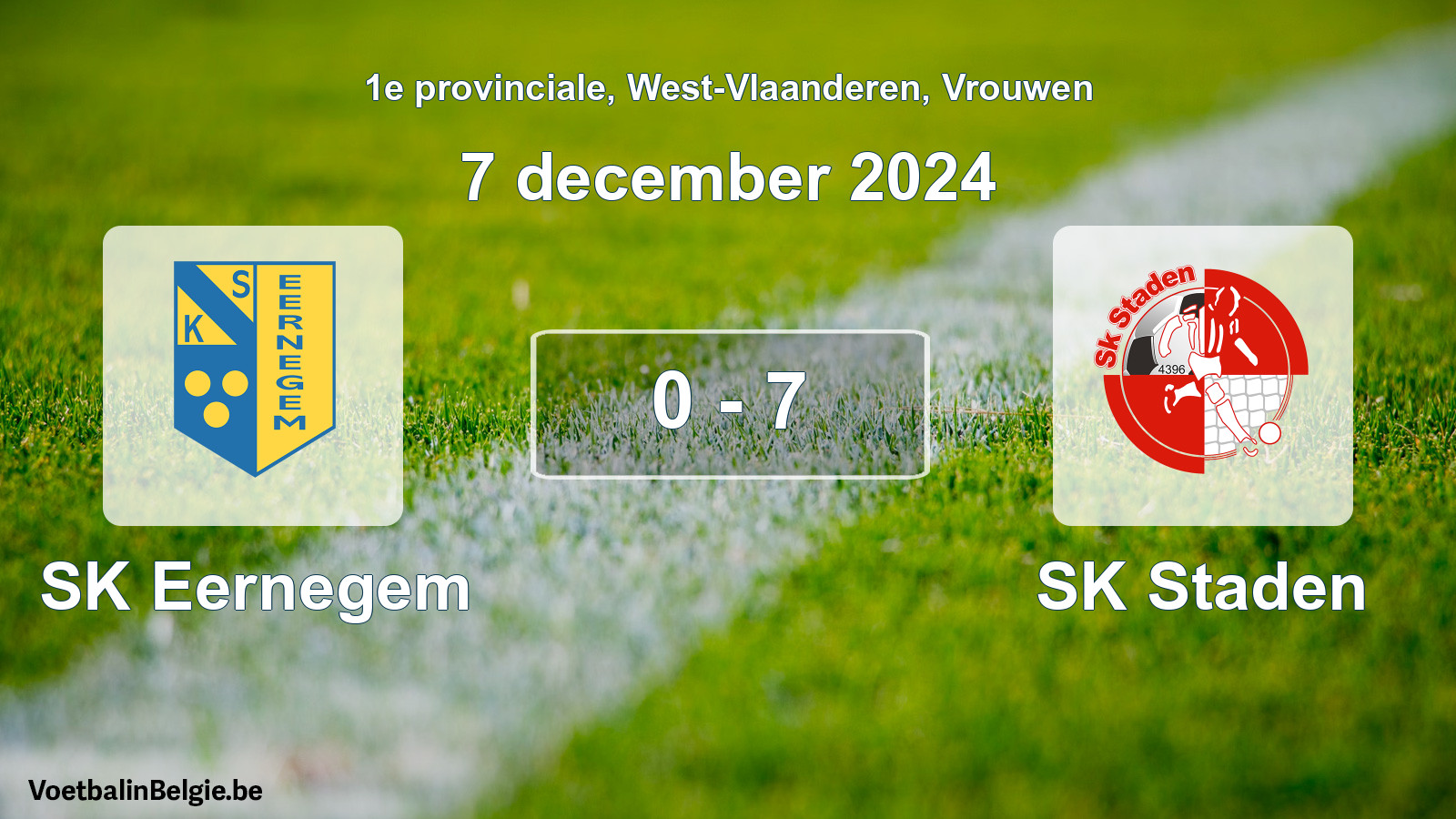 Gespeelde wedstrijd vrouwenvoetbal: SK Eernegem - SK Staden 0 - 7 (7 december 2024)