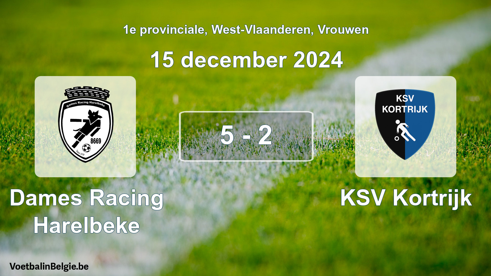 Gespeelde wedstrijd vrouwenvoetbal: Dames Racing Harelbeke - KSV Kortrijk 5 - 2 (15 december 2024)