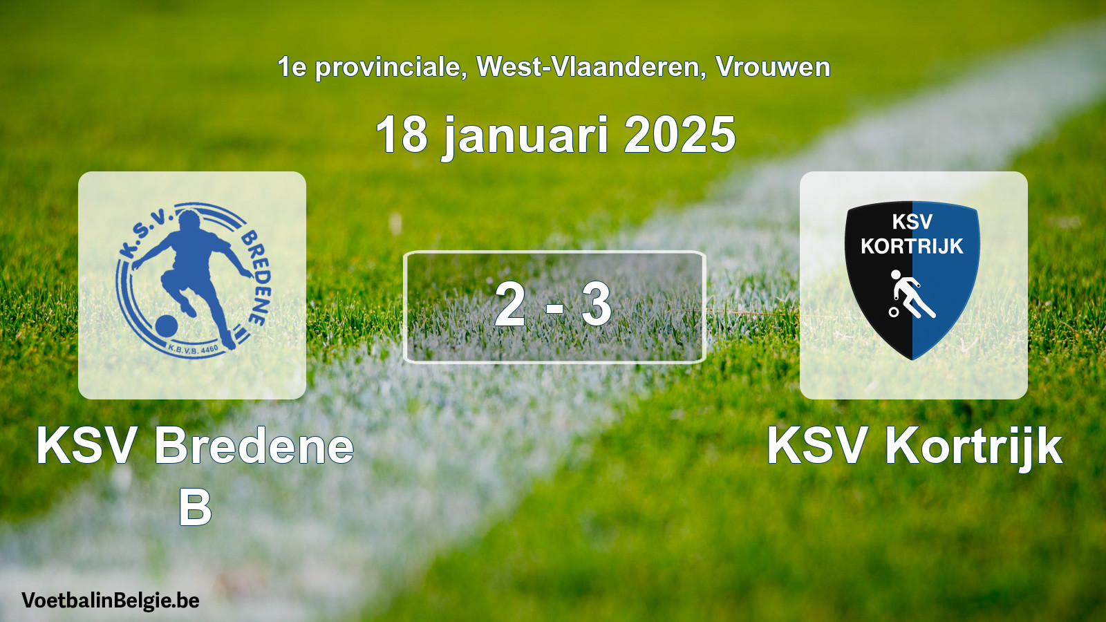 Gespeelde wedstrijd vrouwenvoetbal: KSV Bredene B - KSV Kortrijk 2 - 3 (18 januari 2025)