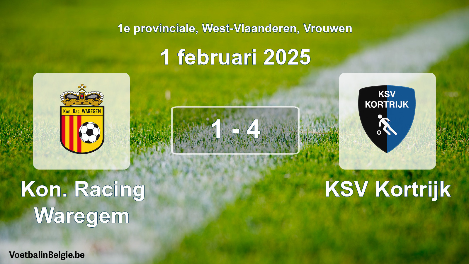 Gespeelde wedstrijd vrouwenvoetbal: Kon. Racing Waregem - KSV Kortrijk 1 - 4 (1 februari 2025)