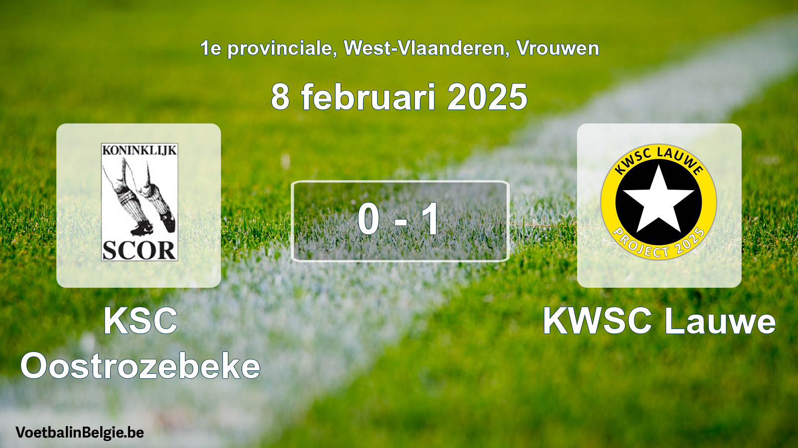 Gespeelde wedstrijd vrouwenvoetbal: KSC Oostrozebeke - KWSC Lauwe 0 - 1 (8 februari 2025)