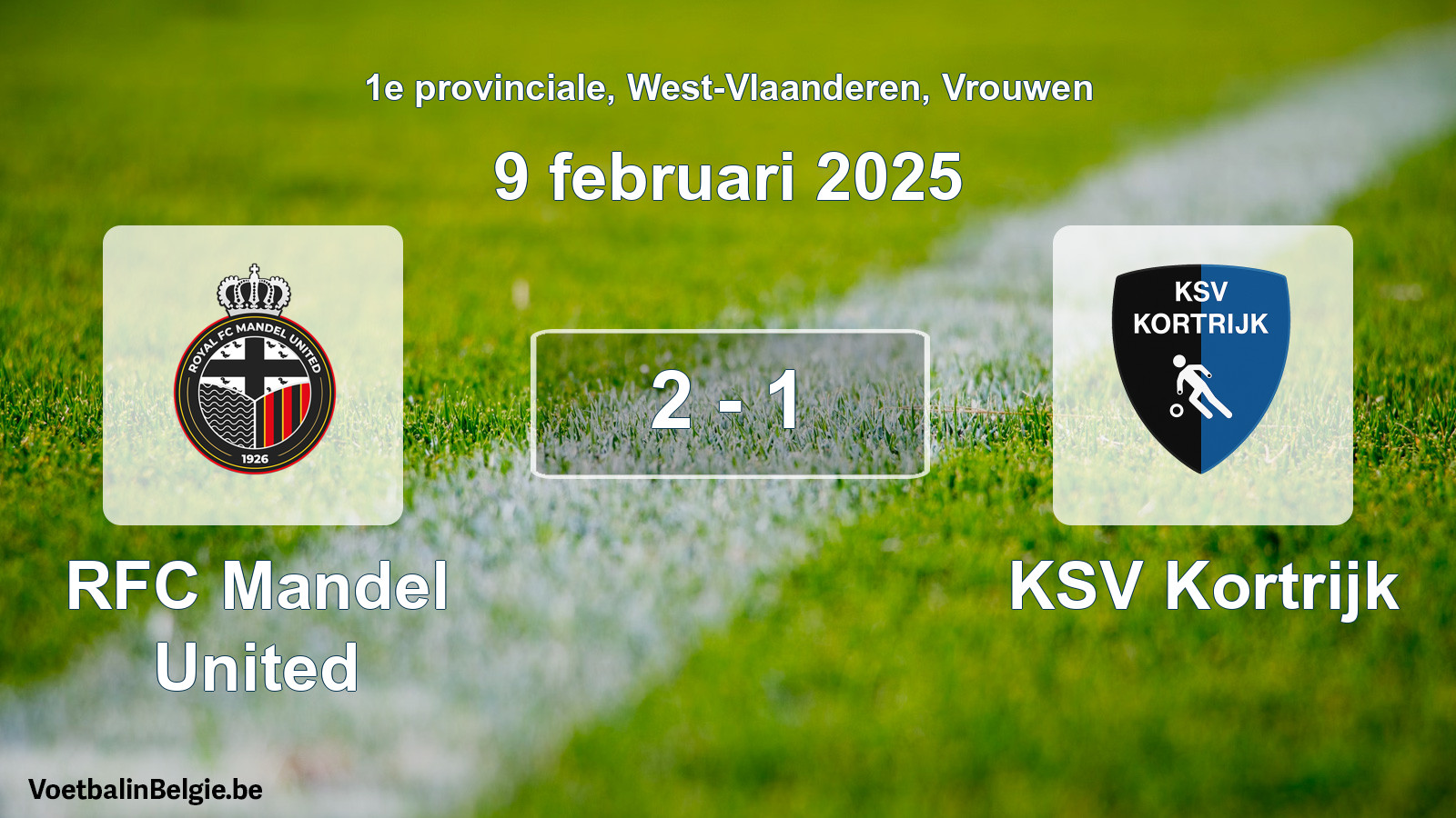 Gespeelde wedstrijd vrouwenvoetbal: RFC Mandel United - KSV Kortrijk 2 - 1 (9 februari 2025)