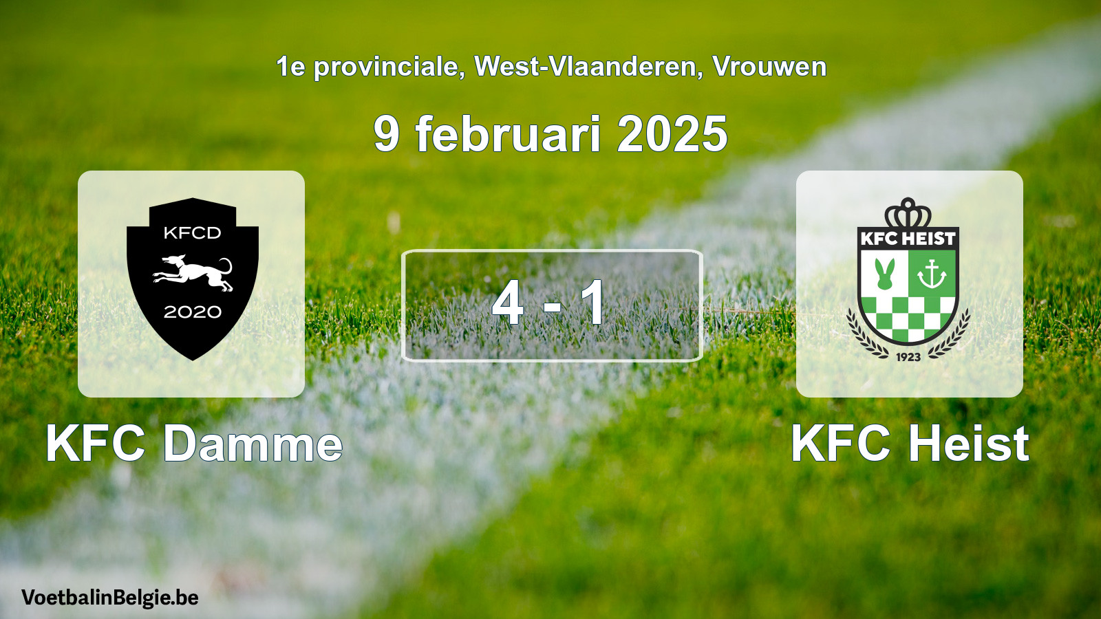 Gespeelde wedstrijd vrouwenvoetbal: KFC Damme - KFC Heist 4 - 1 (9 februari 2025)