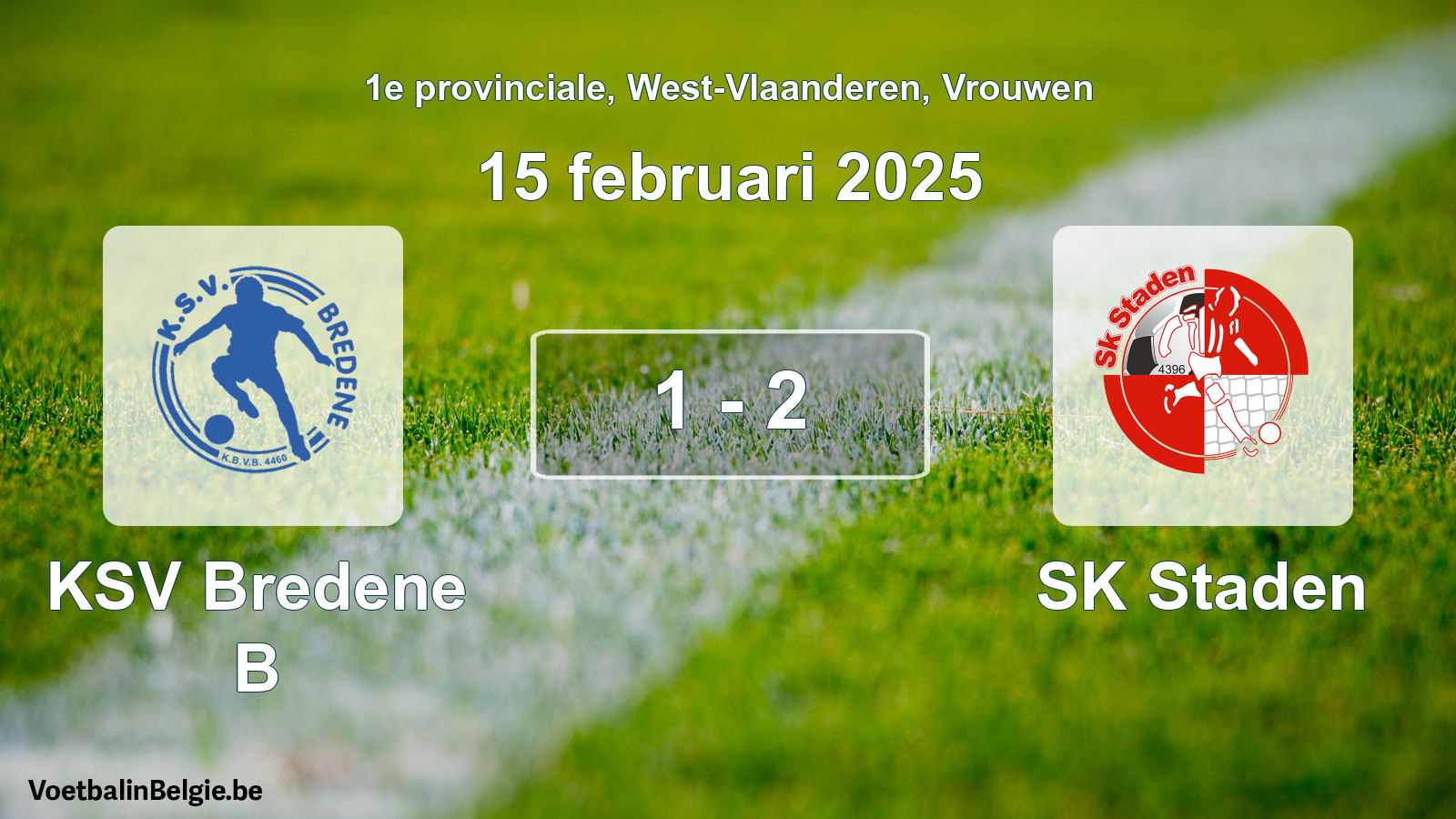 Gespeelde wedstrijd vrouwenvoetbal: KSV Bredene B - SK Staden 1 - 2 (15 februari 2025)