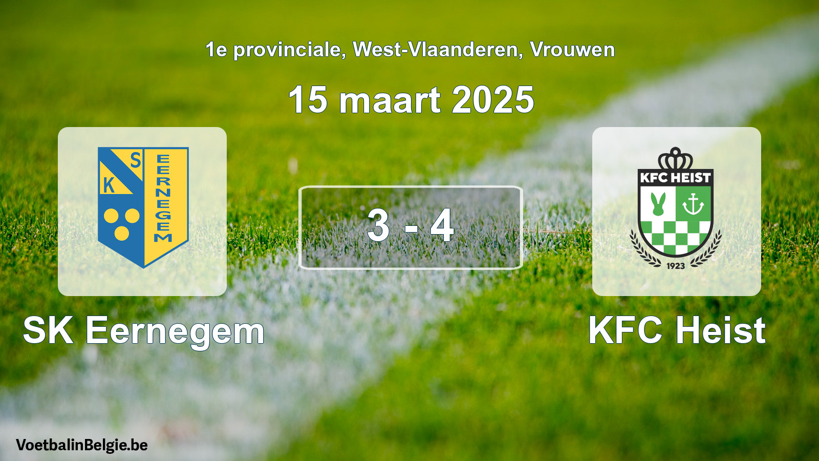 Gespeelde wedstrijd vrouwenvoetbal: SK Eernegem - KFC Heist 3 - 4 (15 maart 2025)