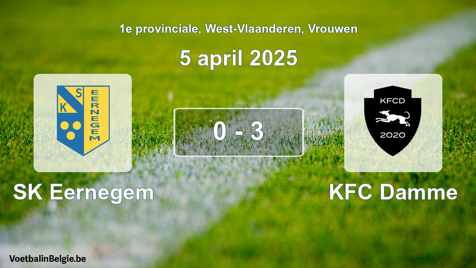 Played match women football: SK Eernegem - KFC Damme 0 - 3 (5 April 2025)