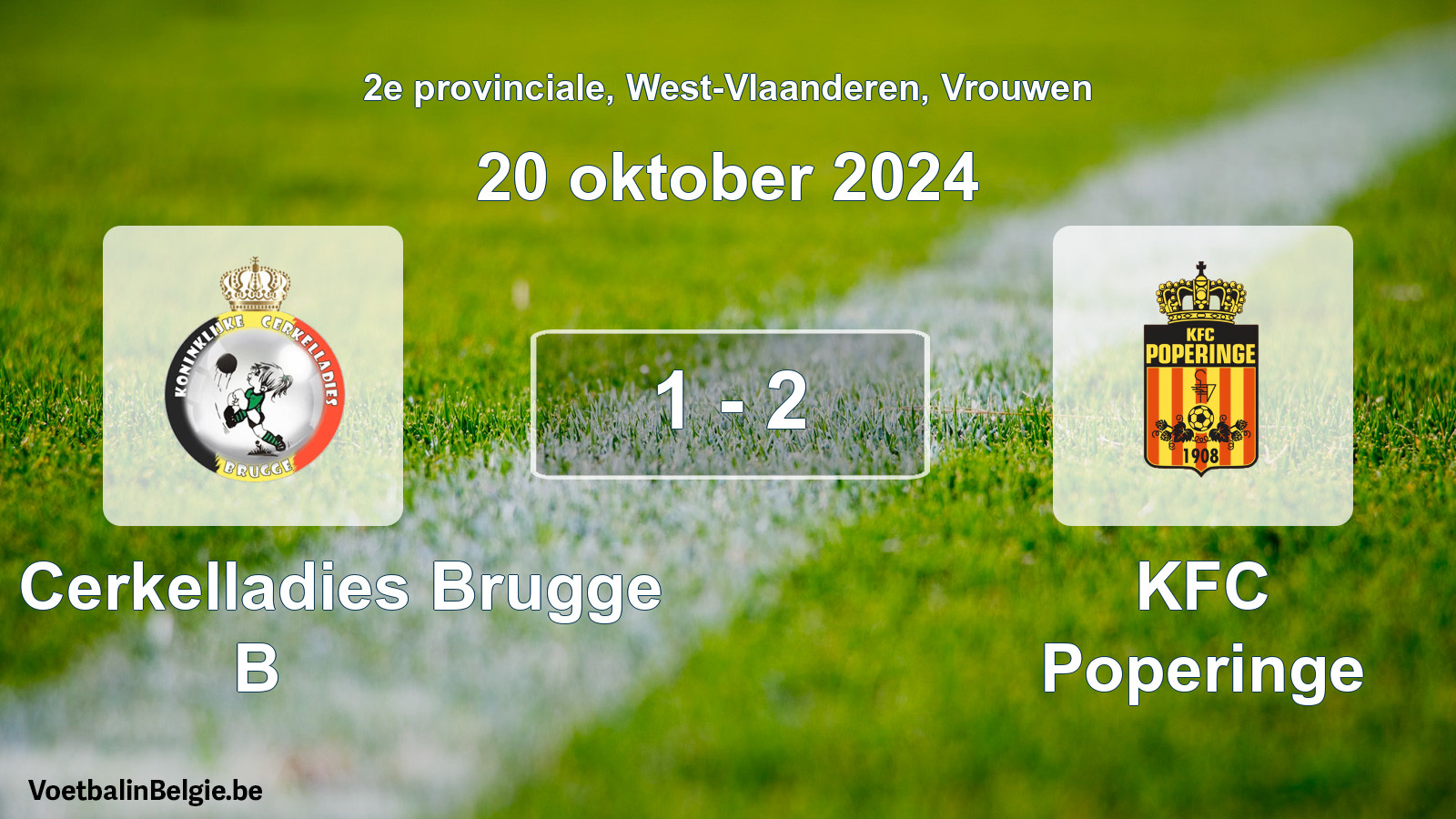 Gespeelde wedstrijd vrouwenvoetbal: Kon. Cerkelladies Brugge B - KFC Poperinge 1 - 2 (20 oktober 2024)
