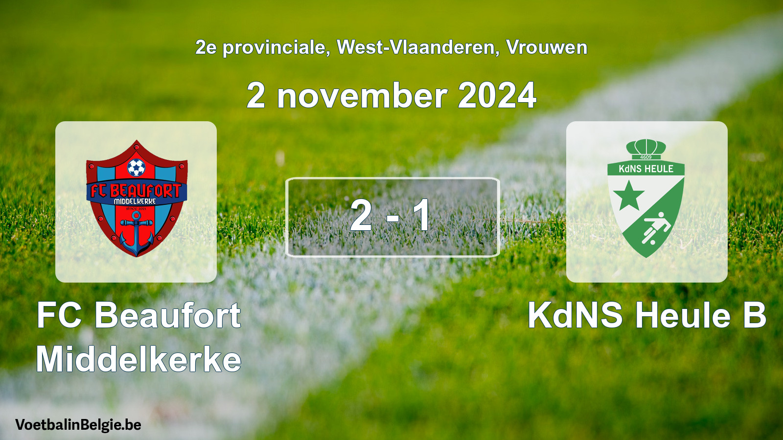 Match joué football femmes: FC Beaufort Middelkerke - KdNS Heule B 2 - 1 (2 novembre 2024)