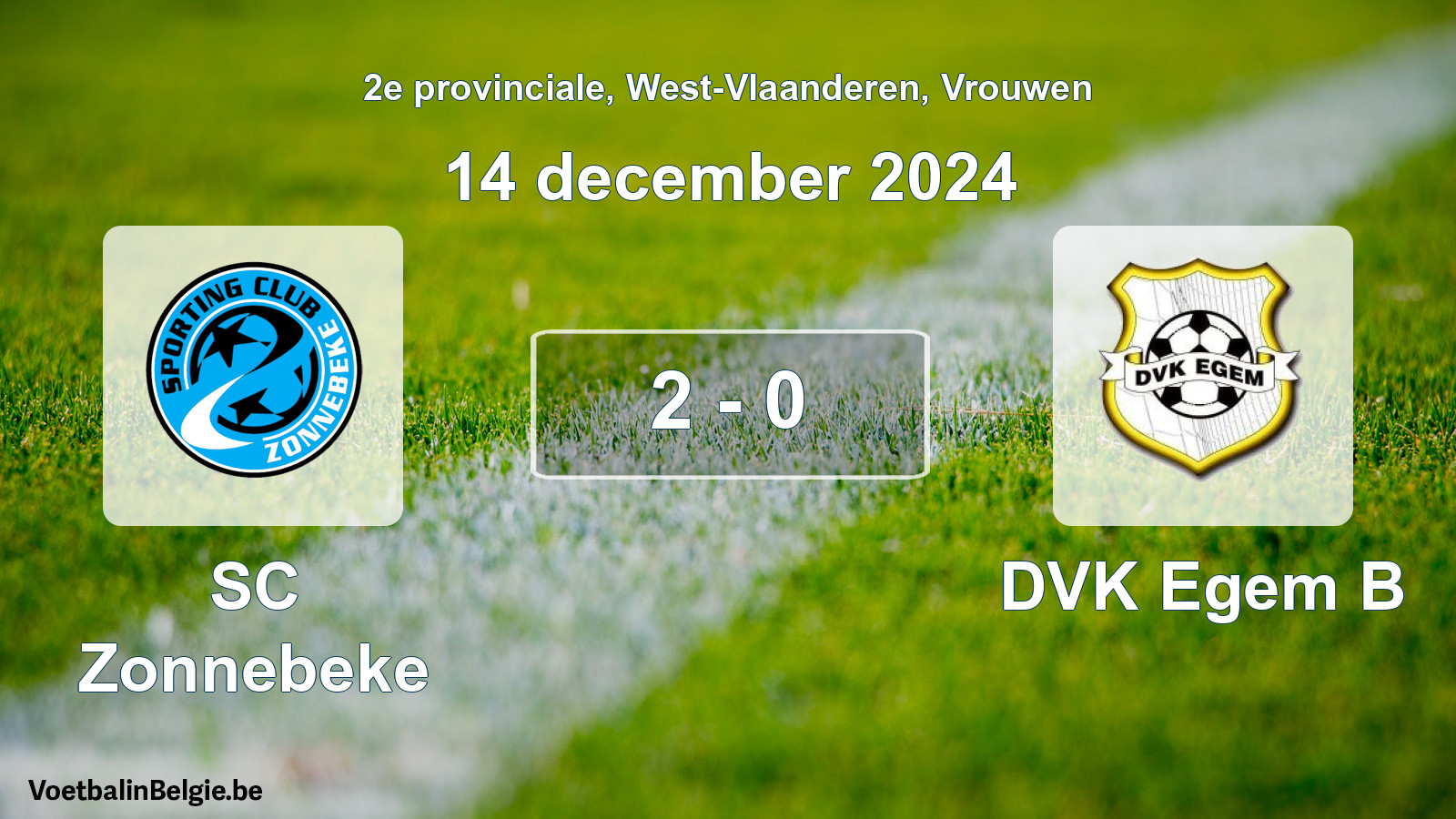 Gespeelde wedstrijd vrouwenvoetbal: SC Zonnebeke - DVK Egem B 2 - 0 (14 december 2024)