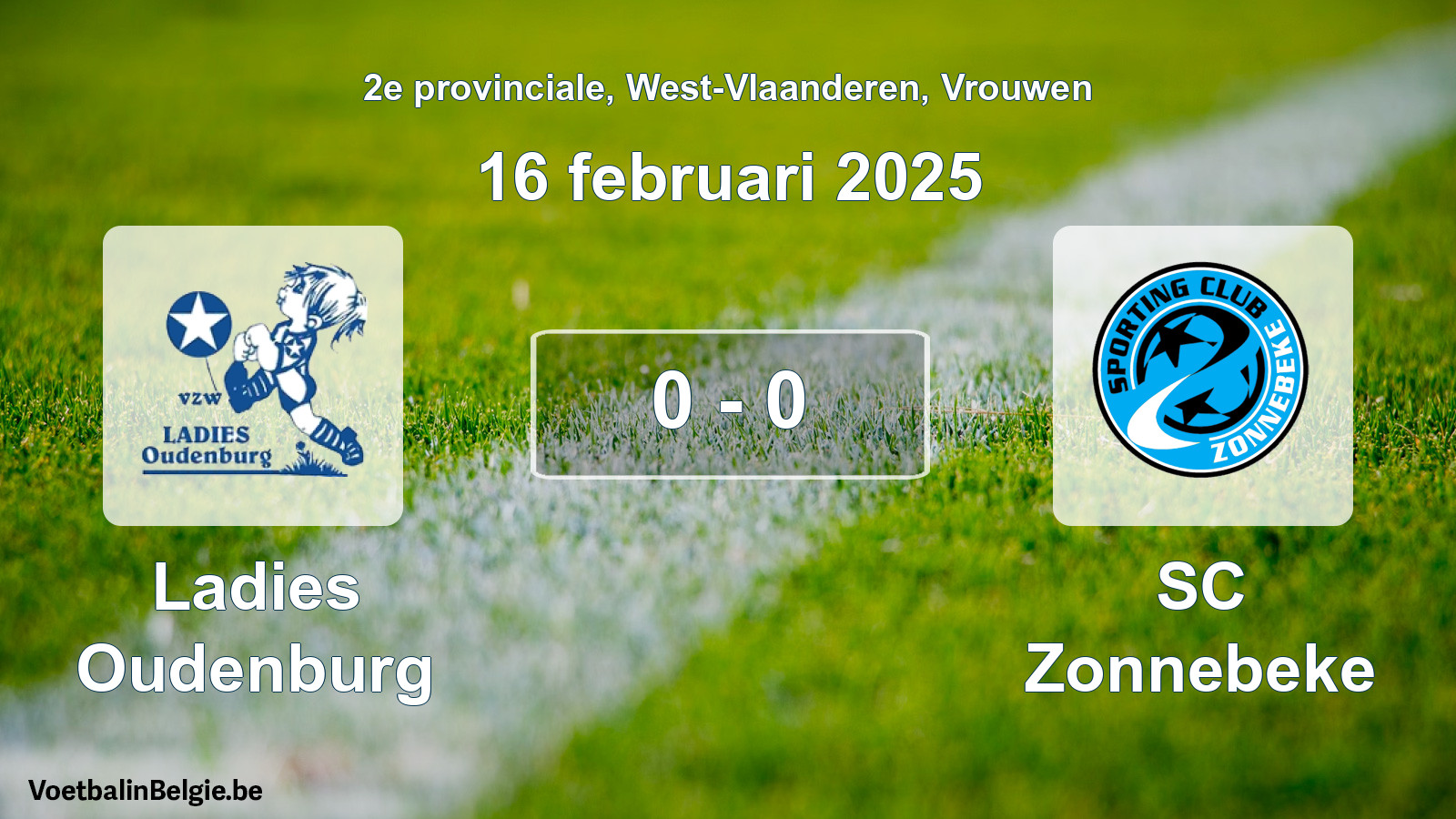Gespeelde wedstrijd vrouwenvoetbal: Ladies Oudenburg - SC Zonnebeke 0 - 0 (16 februari 2025)