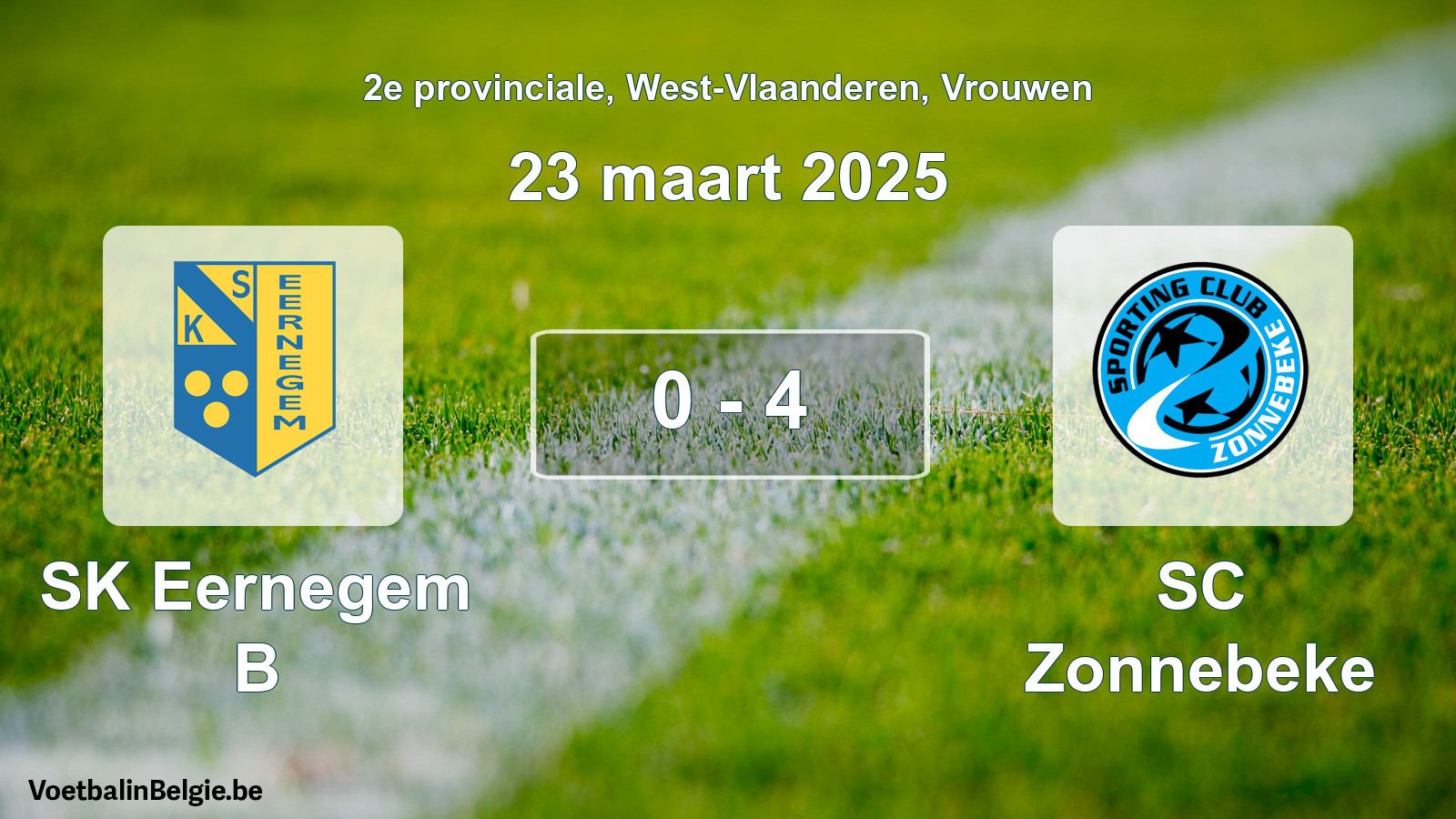 Gespeelde wedstrijd vrouwenvoetbal: SK Eernegem B - SC Zonnebeke 0 - 4 (23 maart 2025)