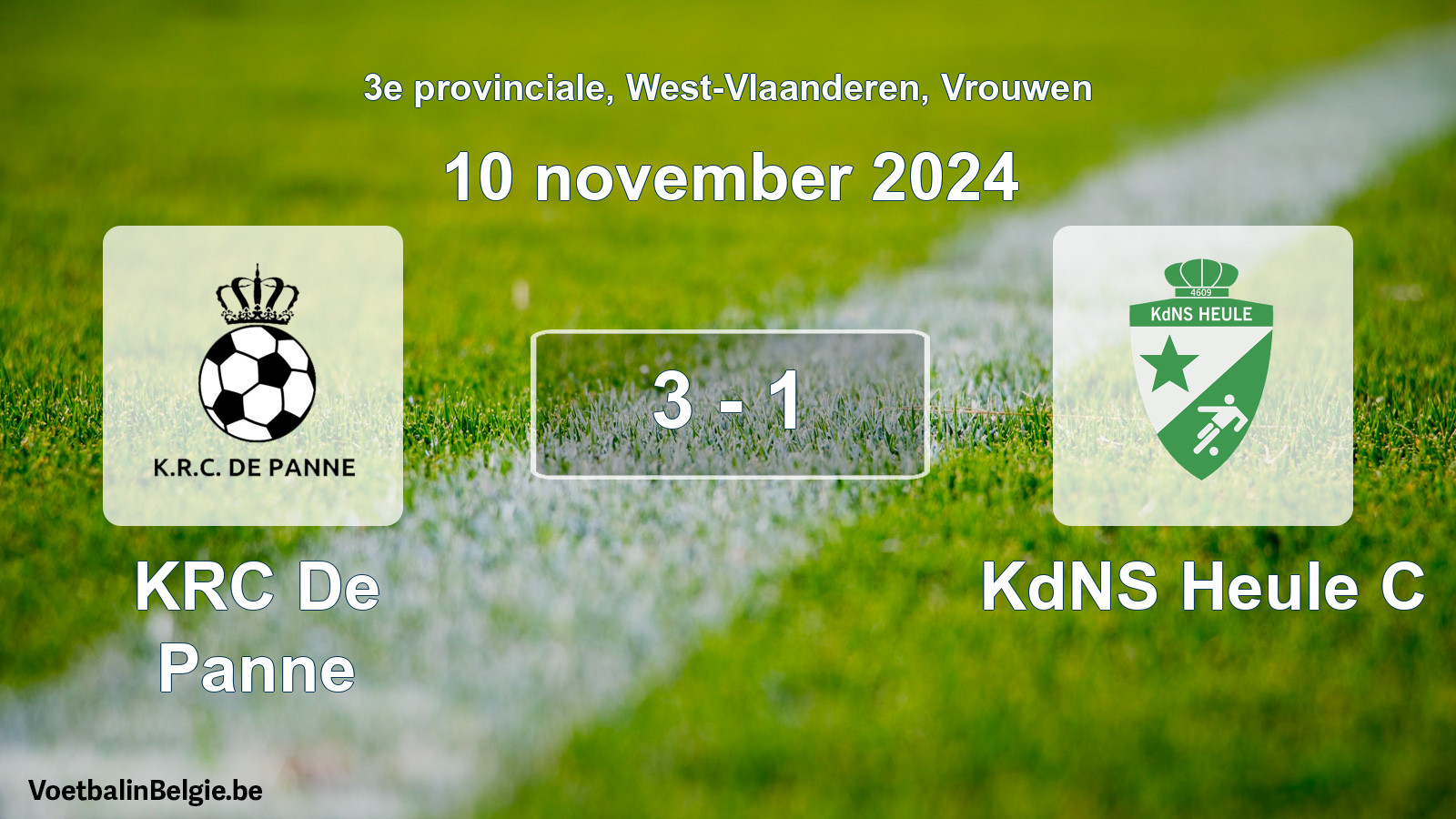 Gespeelde wedstrijd vrouwenvoetbal: KRC De Panne - KdNS Heule C 3 - 1 (10 november 2024)