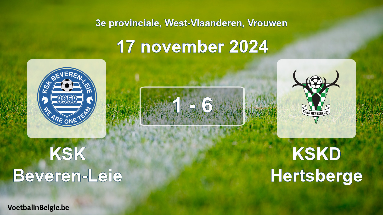Gespeelde wedstrijd vrouwenvoetbal: KSK Beveren-Leie - KSKD Hertsberge 1 - 6 (17 november 2024)