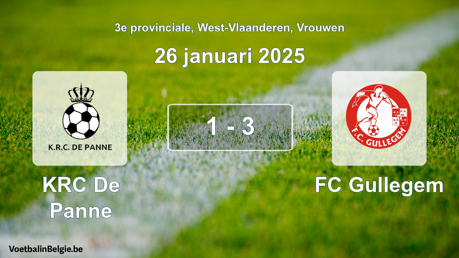 Gespeelde wedstrijd vrouwenvoetbal: KRC De Panne - FC Gullegem 1 - 3 (26 januari 2025)