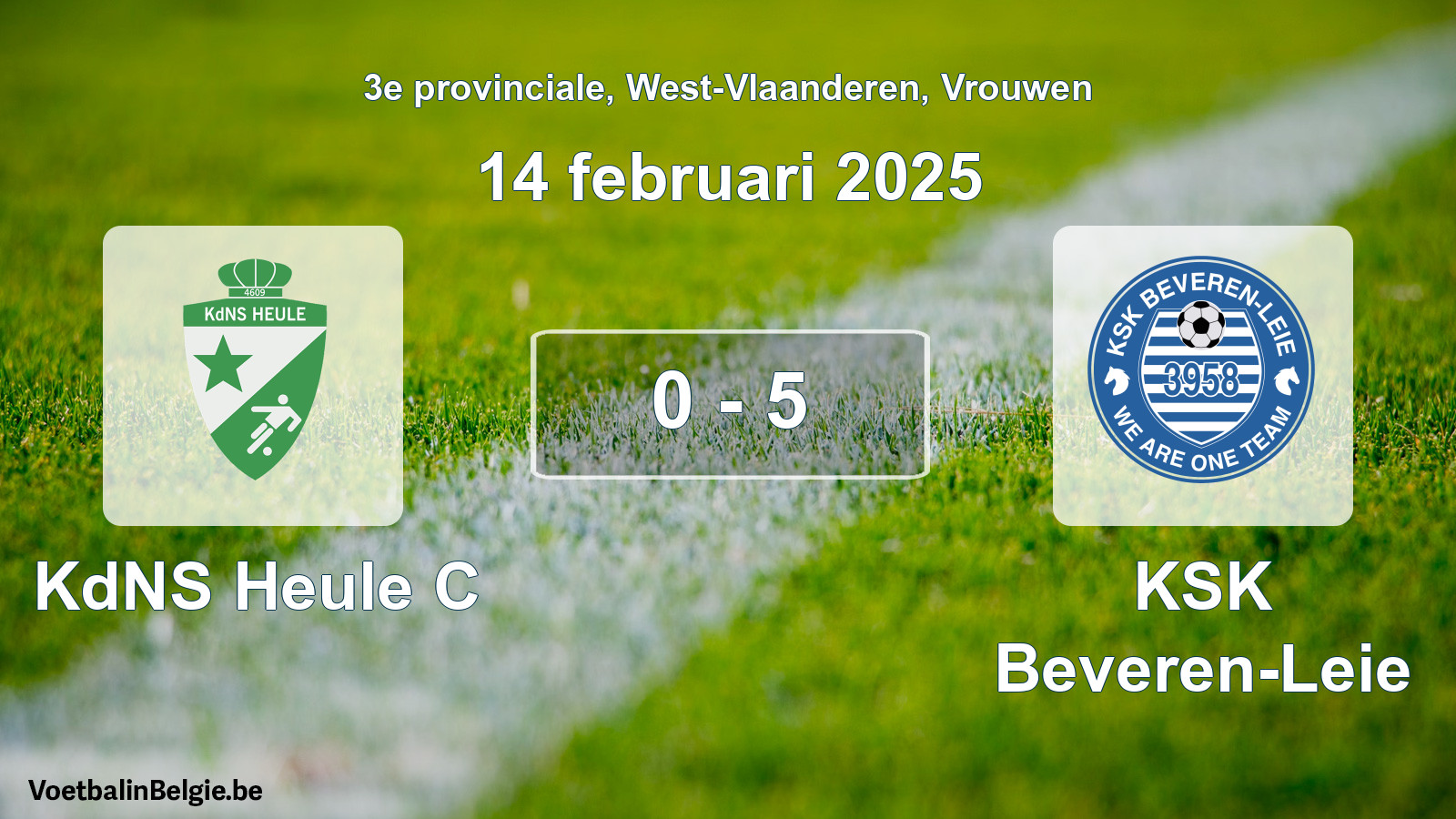 Gespeelde wedstrijd vrouwenvoetbal: KdNS Heule C - KSK Beveren-Leie 0 - 5 (14 februari 2025)
