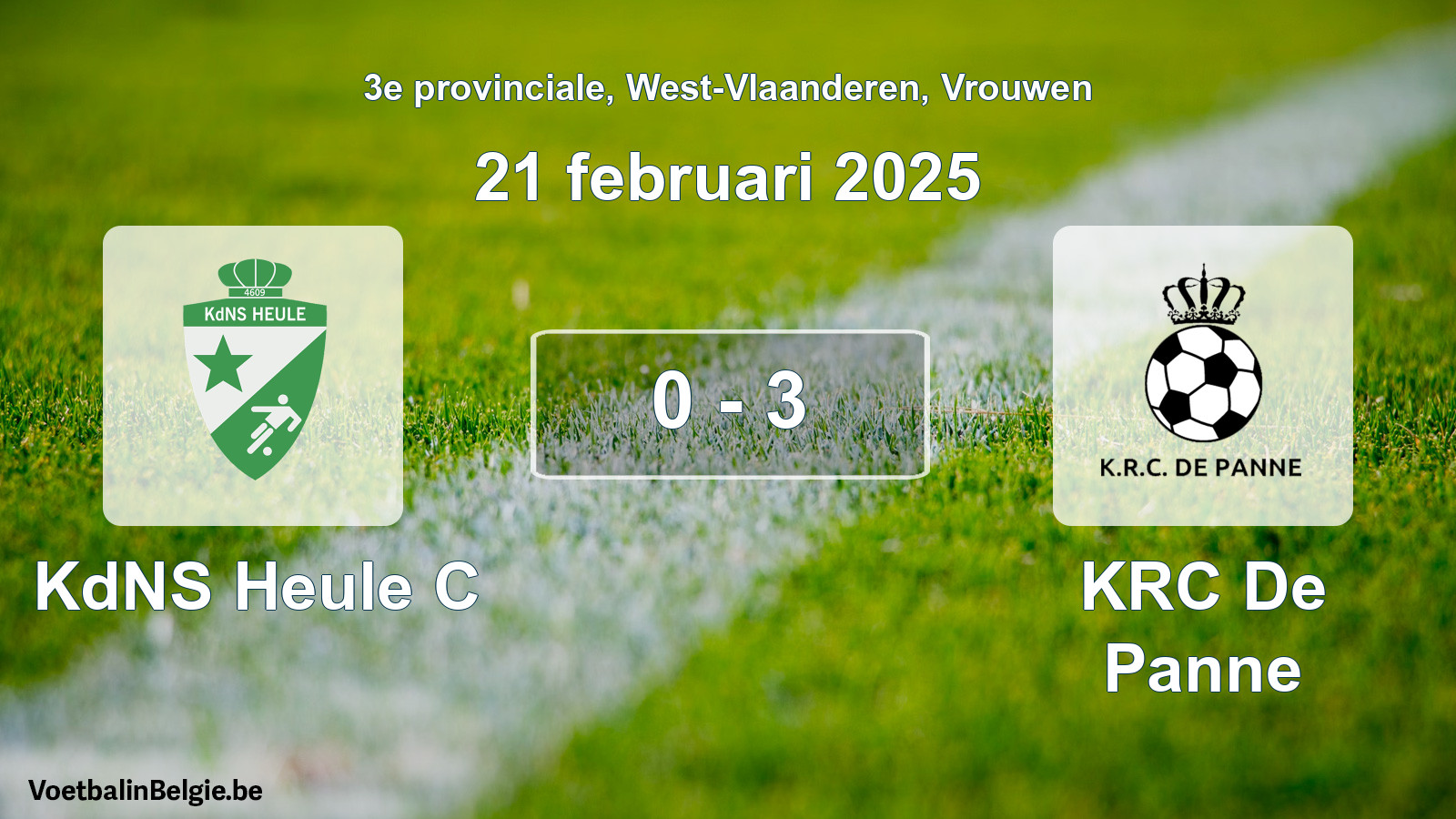 Gespeelde wedstrijd vrouwenvoetbal: KdNS Heule C - KRC De Panne 0 - 3 (21 februari 2025)