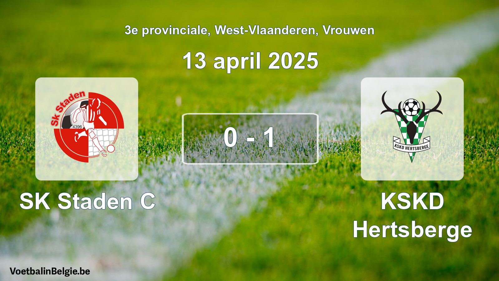 Gespeelde wedstrijd vrouwenvoetbal: SK Staden C - KSKD Hertsberge 0 - 1 (13 april 2025)