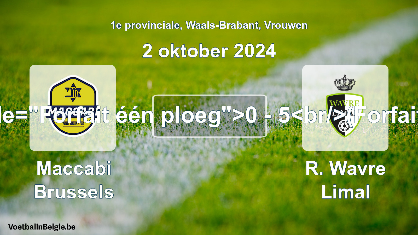 Forfeited: Maccabi Brussels - R. Wavre Limal 0 - 5 (2 October 2024)