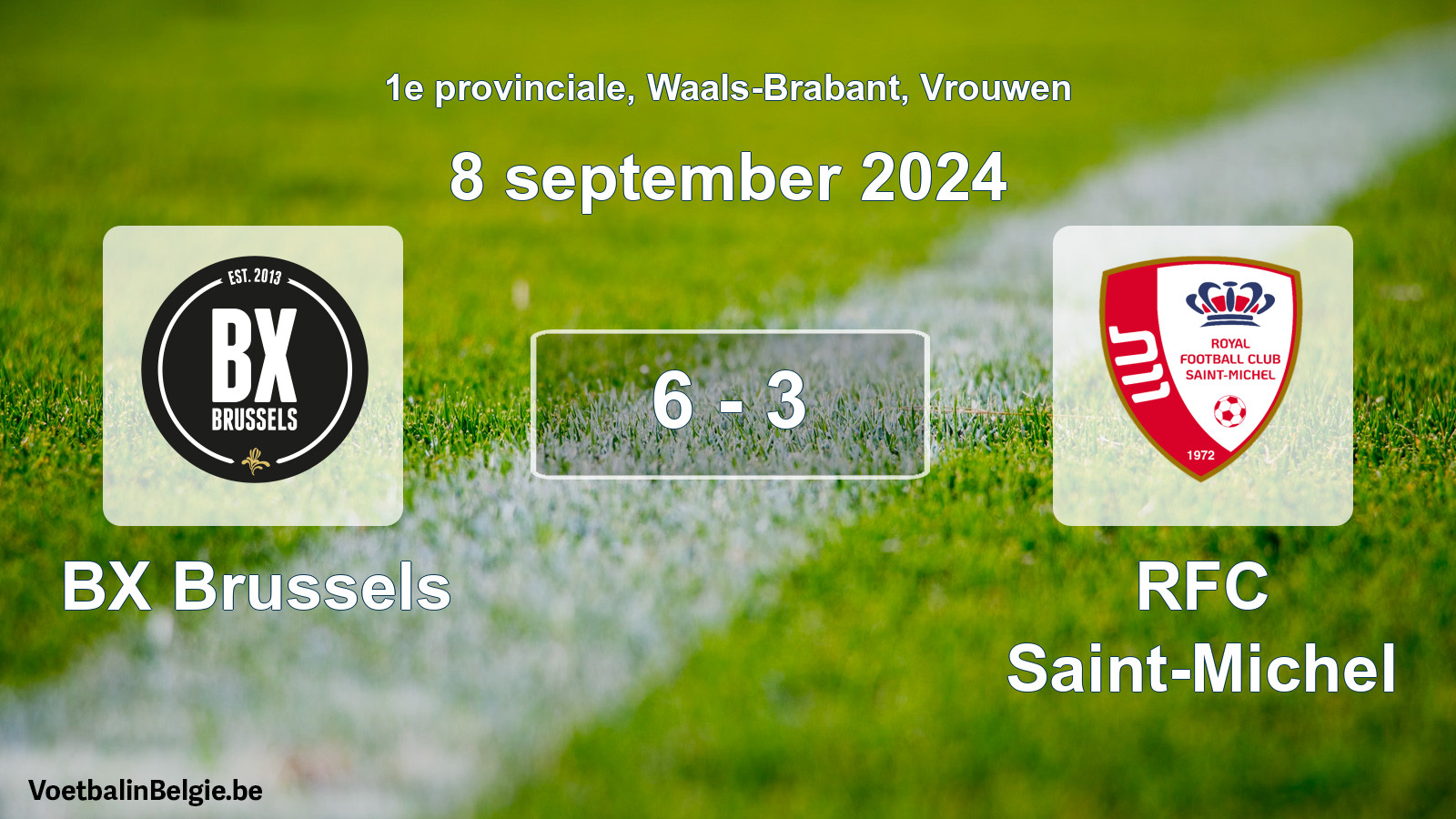 Gespeelde wedstrijd vrouwenvoetbal: BX Brussels - RFC Saint-Michel 6 - 3 (8 september 2024)