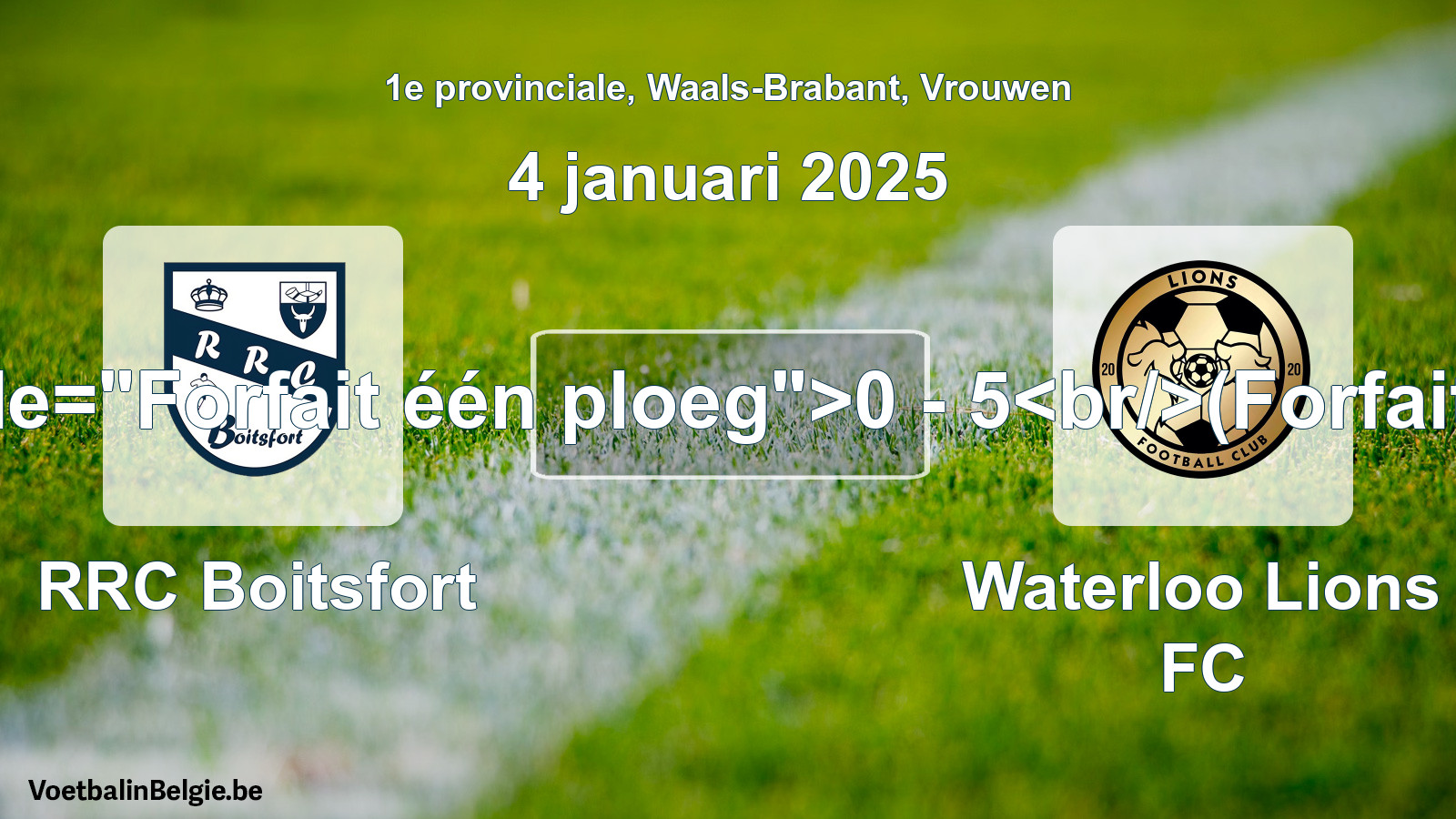 Forfait gegeven: RRC Boitsfort - Waterloo Lions FC 0 - 5 (4 januari 2025)