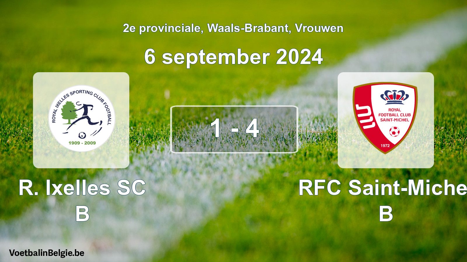 Gespeelde wedstrijd vrouwenvoetbal: R. Ixelles SC B - RFC Saint-Michel B 1 - 4 (6 september 2024)