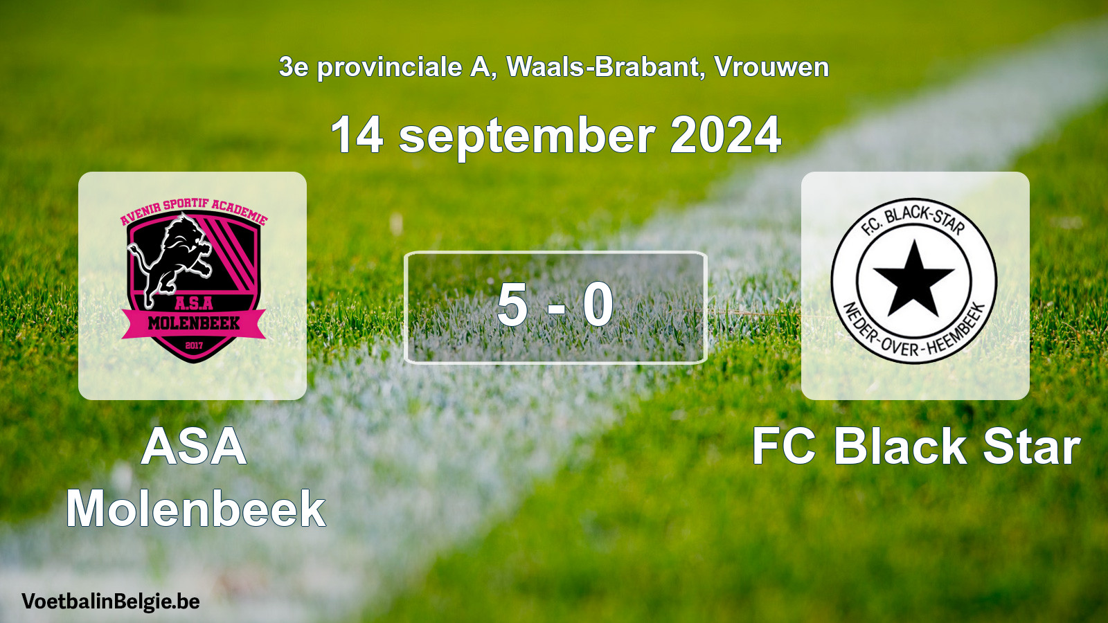 Gespeelde wedstrijd vrouwenvoetbal: ASA Molenbeek - FC Black Star 5 - 0 (14 september 2024)