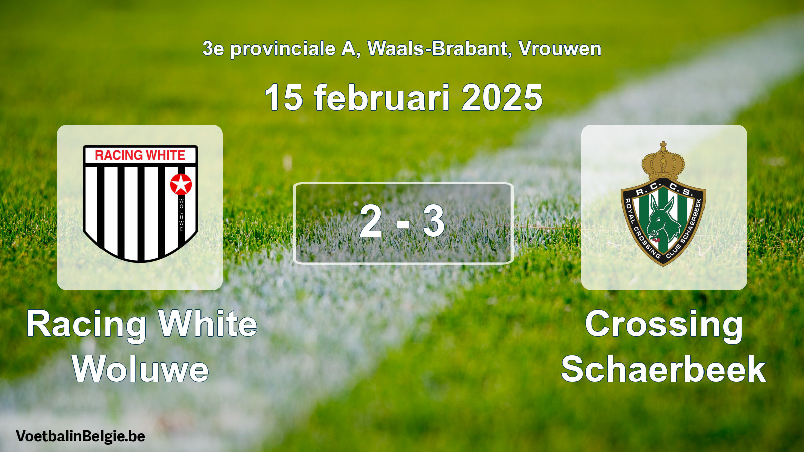 Gespeelde wedstrijd vrouwenvoetbal: Racing White Woluwe - Crossing Schaerbeek 2 - 3 (15 februari 2025)